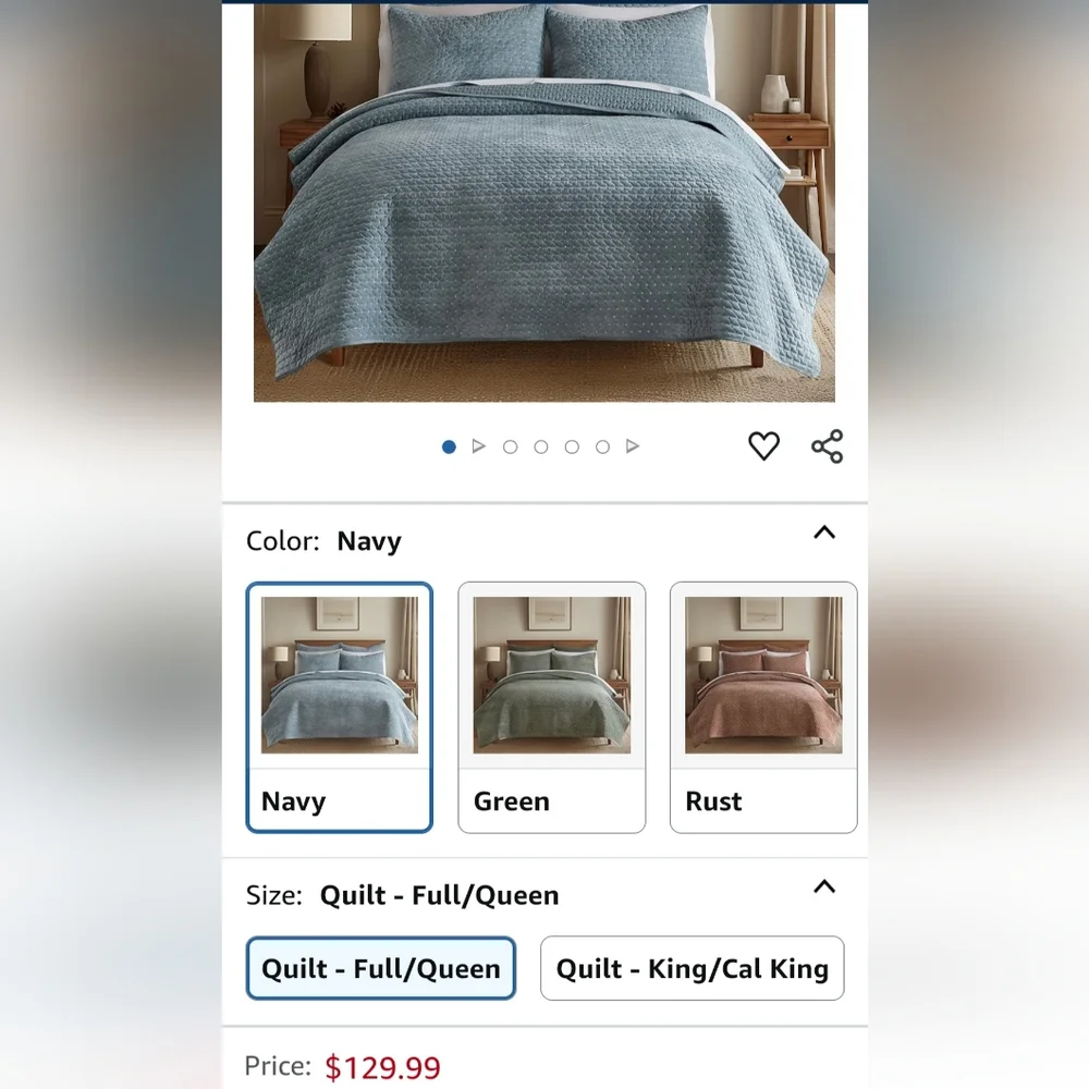 Levtex Chambray Velvet Quilt Set Full/Queen.  New.